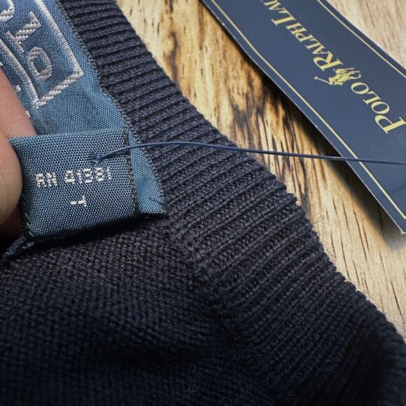 Polo Ralph Lauren 100% Merino Wool V-Neck Sweater Men’s XL Navy Blue Label - Picture 8 of 9